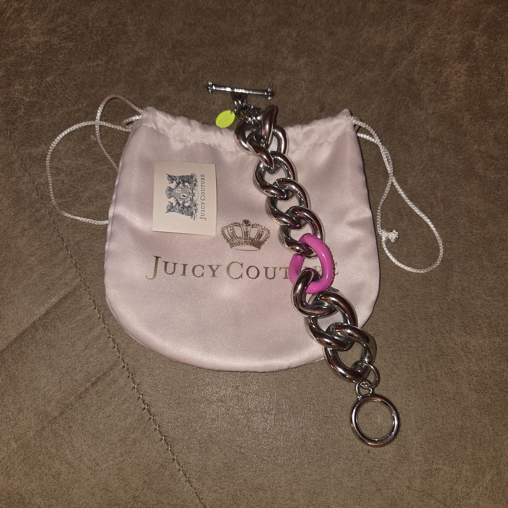 Juicy Couture Pink and Silver Chain Bracelet